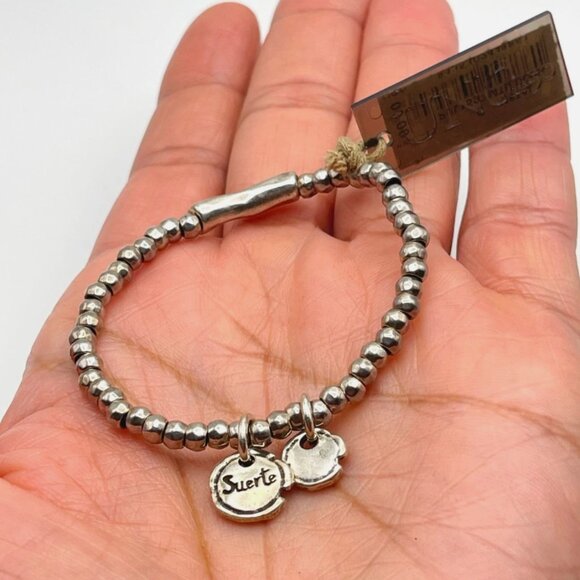 NWT UNO de 50 Bracelet Silver plated Suerte Beaded dangle elastic BOHO Charm S - Picture 10 of 14